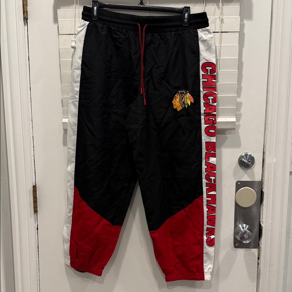 New Era Black Track Pants with Red Accents